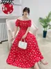 Skirt Women's Plus Size Bohemian Style Maxi Long Dress Floral Cotton Beach Round Neck Off Shoulder Indian Clothing Vestido Robe Female