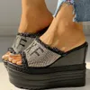 Drop Wedges Crystals Est Ship High Heels Leisure Summer Sandal Woman Woman Woman Platform Muls Slippers B B B B B B