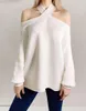 Damenpullover BeeHouse Sexy Cross-Neck Open-Shoulder Loose Thin Shoulder Lantern Sleeve Sweater Trend Square Collar WinterTops Women