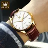 Zegarki na rękę OLEVS Top marka Zegarek kwarcowy dla mężczyzn 6898 Skórzany pasek Wodoodporny zegarek Wyświetlanie daty tygodnia Casual Dress Men Watch 230704