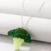 Hänge Halsband HuaTang Rolig Simulering Broccoli Pandent Halsband För Kvinnor Flickor Färska grönsaker Geometri Harts Akryl Smycken Krage