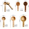 Измерение инструментов деревянная ложка сахарная специя чая кофейные зерна Scoop деревянные измерение домашней кухня приготовление выпечки инструменты измерения R230704