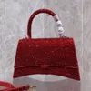 Torebka z klepsydrą Luksusowy projektant Mini strasy Torby Moda damska Srebrny Różowy Czarny Torba na ramię Crossbody Błyszczący Diament Torebki Torebka Zapięcie na magnes