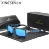 Solglasögon Äkta KINGSEVEN Brand Square Retro Gradient Polarized Solglasögon Damer Män Kolfibermönster Design Utomhussportglasögon Z230704