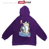 Luvtröjor herr LAPPSTER Män Streetwear Casual Cat Huvtröjor 2023 Hip Hop Herr Herr Koreanskt mode Svart Luvtröja INS HKD230704