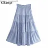 Jupes Klkxmyt Za Femmes Jupes Longues Femme À Carreaux À Lacets Vintage Élastique Taille Haute Midi Jupe D'été Casual Lâche Femme Z230704