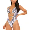 Maillots de bain pour femmes Été Nouveau Sexy Femmes One Piece Serpentine Léopard Imprimé Monokini Bandage Maillot De Bain Push Up Rembourré Bikini Maillot De Bain Maillots De Bain J230704