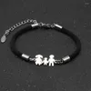 Charm Bracelets Bonito Estilo Familiar Aço Inoxidável Pai Mãe Filho Pulseira Sorte Ajustável Corda Corrente Para Mulheres Homens Casais Jóias