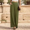 Pantaloni da donna Casual Gamba larga per donna Estate Tinta unita Pantaloni lunghi da salotto neri Pantaloni Pantalone da donna palazzo a vita alta