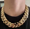 Hiphop smycken män tjock miami kubansk halsband 20mm 10k guldpläterad vanlig stil 925 silver kubansk kedja
