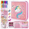 Autocollants adhésifs 5356PCS Ensembles de papeterie de peinture pour enfants Unciorn Outil de dessin Marqueur de couleur Stylos Crayons Trousse Fournitures d'art scolaire 230703