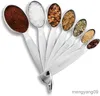 Measuring Tools Heavy Duty Metal Measuring Spoons Oval Shape Stainless Spoons 7pcs set Spoons for Dry or Liquid Fits in Spice Jar R230704