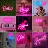 Ночные огни пользовательские название Neon Pink Game Room Kid День рождения подарок для девочек спальня настенный декор