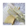 Party Favor Personalized Luxurious Silk Fold Hand Fan Customized Engraved Logo Folding Fans With Gift Box Favors Wedding Gifts Drop Dh1Z0