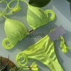 Stroje kąpielowe dla kobiet (17 kolorów) Jednokolorowy pleciony strój kąpielowy Wielokolorowe bikini Dwuczęściowy kostium Specjalna tkanina Brazylijski damski kostium kąpielowy Stroje kąpielowe J230704