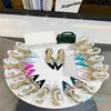 2023-High heeled sandals Leather summer Women Fine heel Heels shoe sexy Pearl Satin Womens Shoes cloth lady Diamonds Pointed shoes Large size 34-42