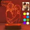 Lights Photo Customized 3D Bedroom Beside Wood Base Colorful Night Lamp Wedding Christmas New Year Gift Holiday Light HKD230704