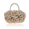 Evening Bags Luxury 3D Flower Bag Three-Dimensional Day Clutch Women Party Dinner Handbag Clutches With Pearl Handle WY84