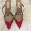 Designer Luxury V Brand Slippers High Heels Sandals 6cm 8cm 10cm Summer Real Leather Classics Style Pointed Red Wedding Shoes with Dust Bag 34-44 T230704