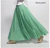 Jupe Maxi en lin taille haute élégante de la jupe 2023 été dames décontracté élastique 2 couches jupes saia feminina 20 couleurs SK53 230703