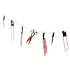 12pcs/lot Halloween Plastic Blood Knife Tools Sets Horror Spooky Haunted House Hanging Knife Garland Banner Halloween Decoration