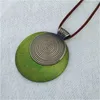 Vintage woman choker necklace Wholesale Fashion Jewelry Wooden Round lines pendant Long necklace for women collares green L230704