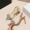 Bout pointu talons hauts femme Stiletto 2022 nouveau nœud strass Sexy demoiselle d'honneur mariée mariage mode femmes sandales L230704