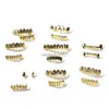 Erkek altın ızgara dişleri seti moda hip hop takılar yüksek kaliteli sekiz 8 üst diş altı 6 alt ızgara