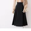 Skirts Women's Elegant Solid Color High Waist Linen Pleated Long Ladies Slim Casual Skirt Office 2023 Summer T141