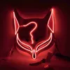 PVC Halloween Clubbing Upplyst Kitsune Fox LED Mask DIY Costume Rave Cosplay EDC Party Masker L230704