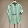 Erkek Gömlek İlkbahar ve Yaz Keten İş Gündelik Kısa Kollu Gömlek Koyu Mavi Taupe Nane Yeşil