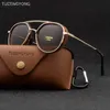 Solglasögon TUZENGYONG Gothic Steampunk Polarized Solglasögon Dam Märke Designer Vintage Herr Solglasögon UV400 Eyewear Z230705