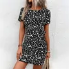 Abiti casual Abbigliamento femminile Estate da donna Manica corta Girocollo Leopard Dot Stampato Motivo Cravatta Abito a tunica allentato Vestidos