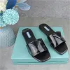 Med Box Clearance Sale 9.9USD Women Summer Slippers Sandaler Slides Shoes Ladies Flip Flops Leather Flats P Triangle Mark Zu