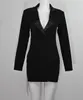 Robes urbaines sexy mode élégante à manches longues crantée mini blazer robes pour femmes sexy diamants gland moulante blazer veste robe de soirée vêtements 230703