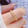 Cluster Rings France Minimalist 14k Real Gold Plated Micro Inlaid Pearl Tiny Fashion Romantic Weddings Simplicity Sweet Luxury