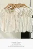 Bluzki damskie szykowna bluzka damska kwiatowy bez rękawów Blusas Femininas sznurowane szyfonowe damskie topy i swobodny styl francuski słodki Dropship