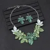 New Colorful Maple Leaf Painting Oil Alloy Necklace Set Exaggerated Versatile Collar Chain Leaves 230628