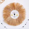 Stickers Cartoon Lion Head Hanging Decorations Ins Nordic Hand Woven Kids Room Decor Cotton Thread Weaving Animal Ornaments Wall Hanging