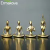 Decorative Objects Figurines ERMAKOVA 12 Styles Abstract Art Ceramic Yoga Poses Figurine Porcelain Lady Figure Statue Home Yoga Studio Decor Ornament 230703