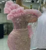 ASO EBI PINK REMAD PROM Платье с блестками шнурки вечернее формальное вечеринка второй прием за день рождения подружки невесты платья с подружками невесты.