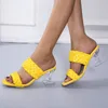 スリッパデザインサンダルミュール夏のスライド編み編みコードcm透明なフレットワークヒール女性靴