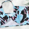 Women's Swimwear 3Pcs/Set Halter Adjustable Straps Hollow Bikini Skirt Set Leopard Print Micro Bra Thong High Waist Suit For Swimming Pool