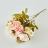 Dried Flowers High Quality Vintage Rose Artificial flowers with Chamomile Plant Fake Bouquet Bride Wedding Office Party Home Decorions