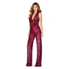 Vrouwen Tweedelige Broek vrouwen Sexy Glitter Pailletten Club Party Jumpsuits Elegante Halter Mouwloze Rechte Playsuits Zomer Vrouwen Mode Backless Romper 230703