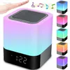 Alto-falante Bluetooth que muda de cor Luzes noturnas Despertador digital Sensor de toque Lâmpada de cabeceira MP3 Player Presente para meninas e meninos HKD230704