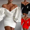 Robes décontractées 2023 femmes élégantes Sexy Mini Robe rouge dames mince moulante soirée Club noir Vestidos à manches longues femme Robe blanche vêtements