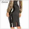 Jupes Taille Haute Latex En Cuir Verni Crayon Jupe Femmes Élégant Retour Fente Ourlet Bureau Dame Jupe En Cuir Pu Genou Longueur Jupe Personnalisé Z230707