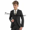 Suits Gray Boys Suit Formal Blazer Wedding Tuxedo 3 Piece Set Kids Jacket Vest Pants Complete Clothes HKD230704