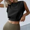 Camicette da donna Elegante top corto senza maniche Vestibilità slim Girocollo Lunghezza corta per sport fitness